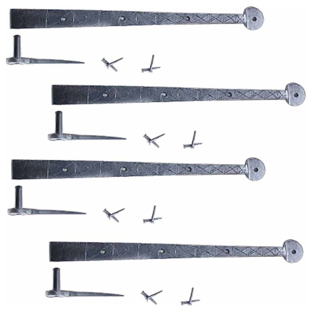 Bean Diamond Etch Pintle Door Strap Hinge Iron 14" Pack of 4