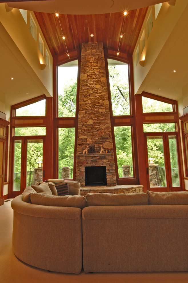 Photo of a contemporary family room in Raleigh.