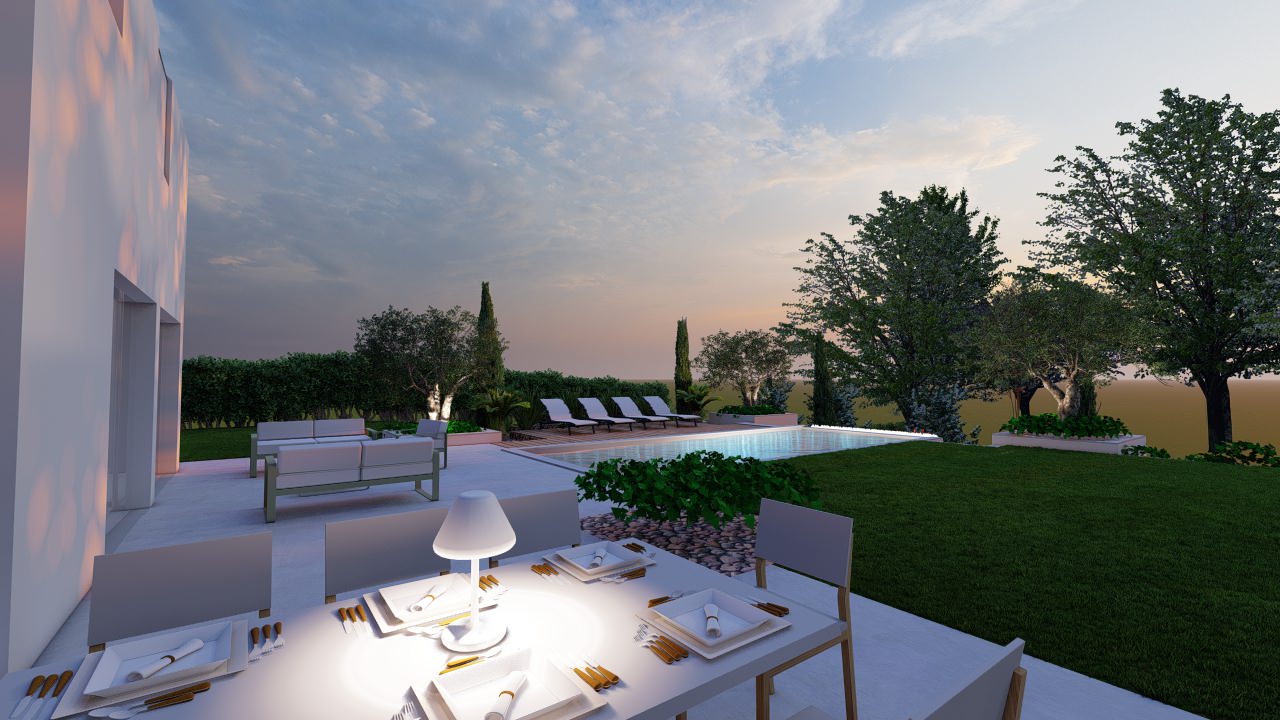 Création d'un grand jardin avec piscine
