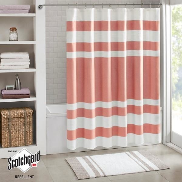 Madison Park Shower Curtain With 3 M Treatment With Coral Finish MP70 ...