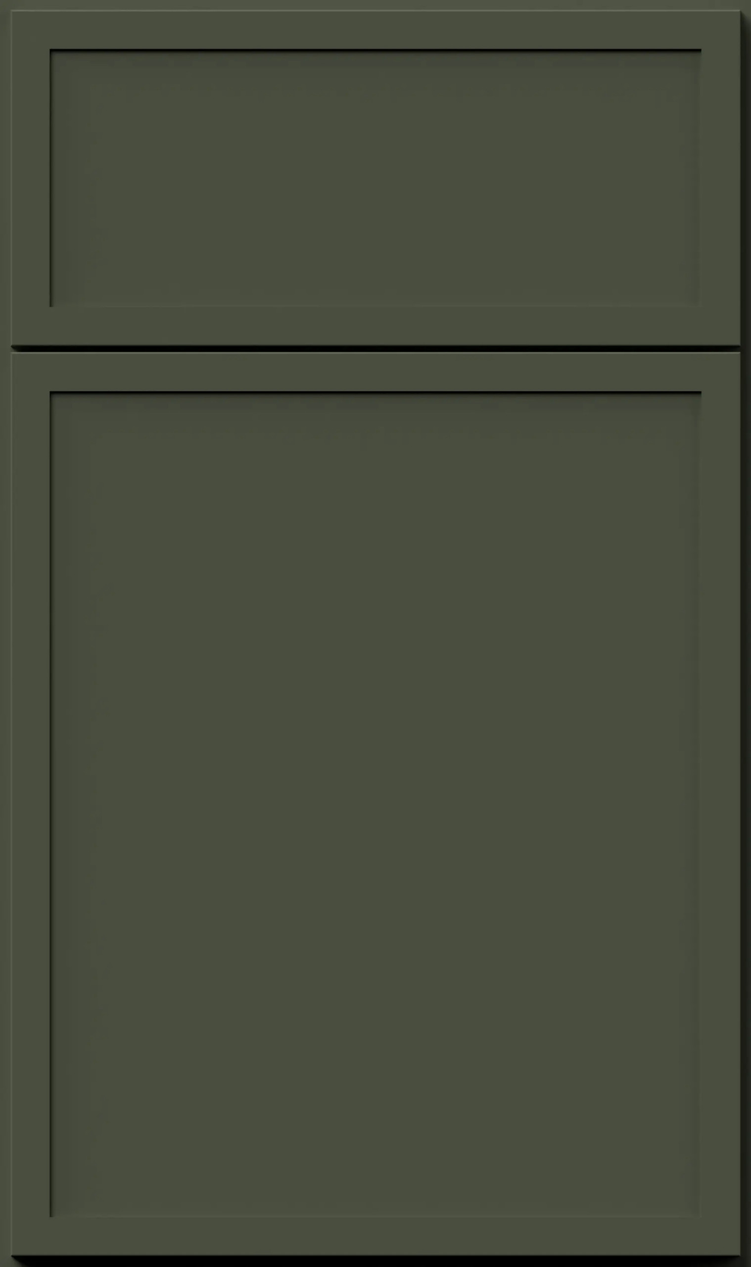 Hunter Green Slim Shaker cabinet door with narrow frame, recessed flat panel, and clean contemporary lines