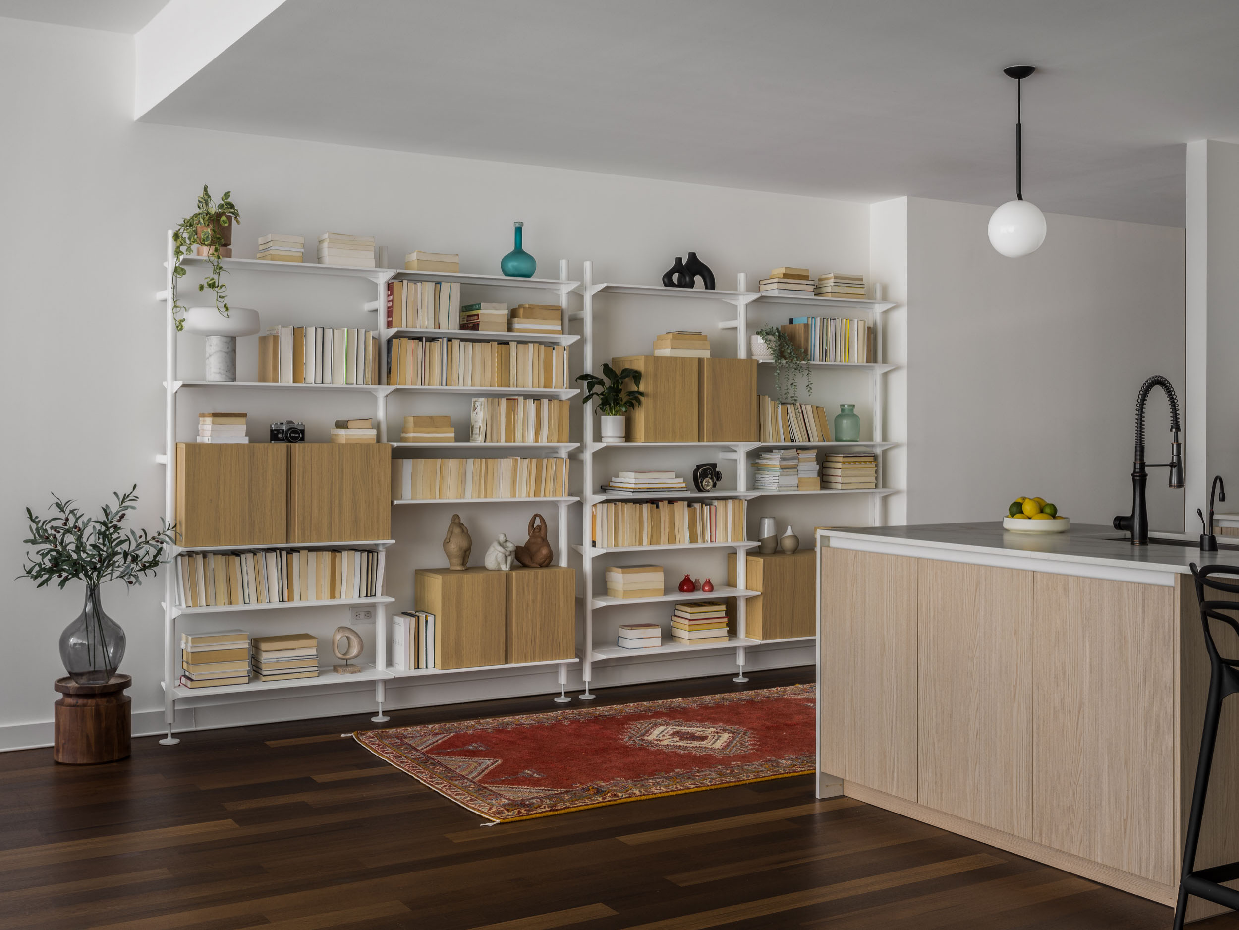 kitchen area custom library built-in renovation remodel