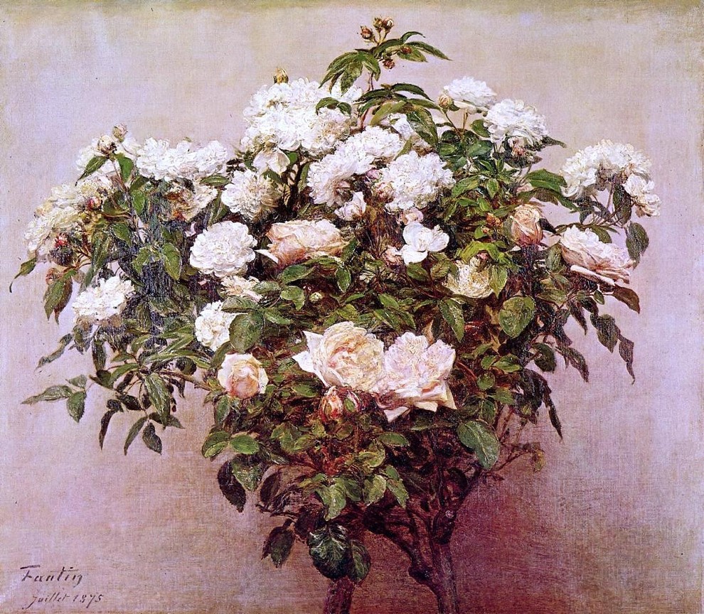 Henri Fantin-Latour Rose Trees, White Roses, 20"x25" Wall Decal