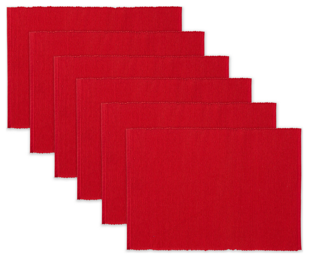 Dii Tango Red Ribbed Placemat, Set of 6 Contemporary Placemats by VirVentures Houzz