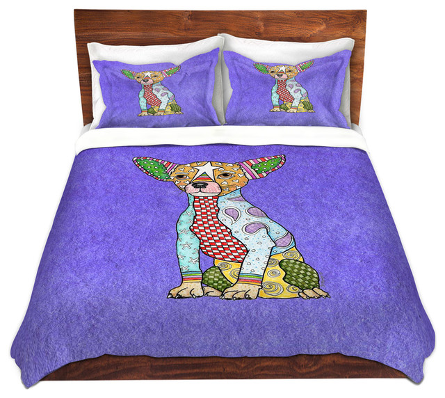 Chihuahua Dog Indigo Microfiber Duvet Cover Contemporary Chihuahua Dog Indigo Microfiber Duvet Cover Contemporary Covers And Sets By Dianoche Designs