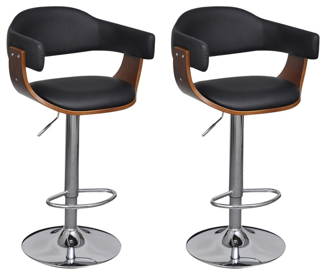 VidaXL Adjustable Swivel Bar Stools, Faux Leather, Set of 2