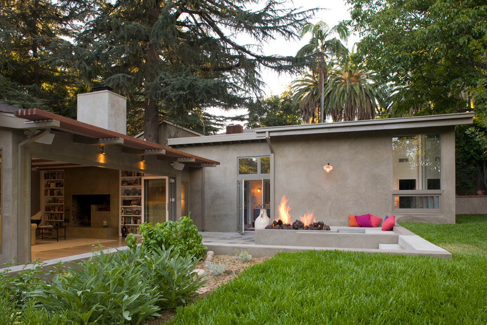 Design ideas for a contemporary patio in Los Angeles with a fire feature and no cover.