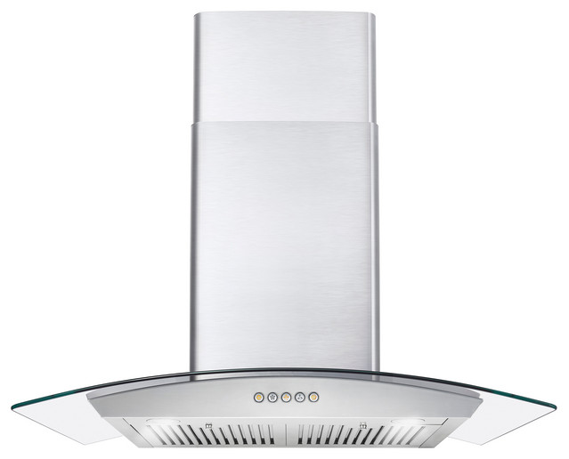 Cosmo 380 CFM Wall Mount Range Vent Hood, Permanent Filters, Glass Canopy