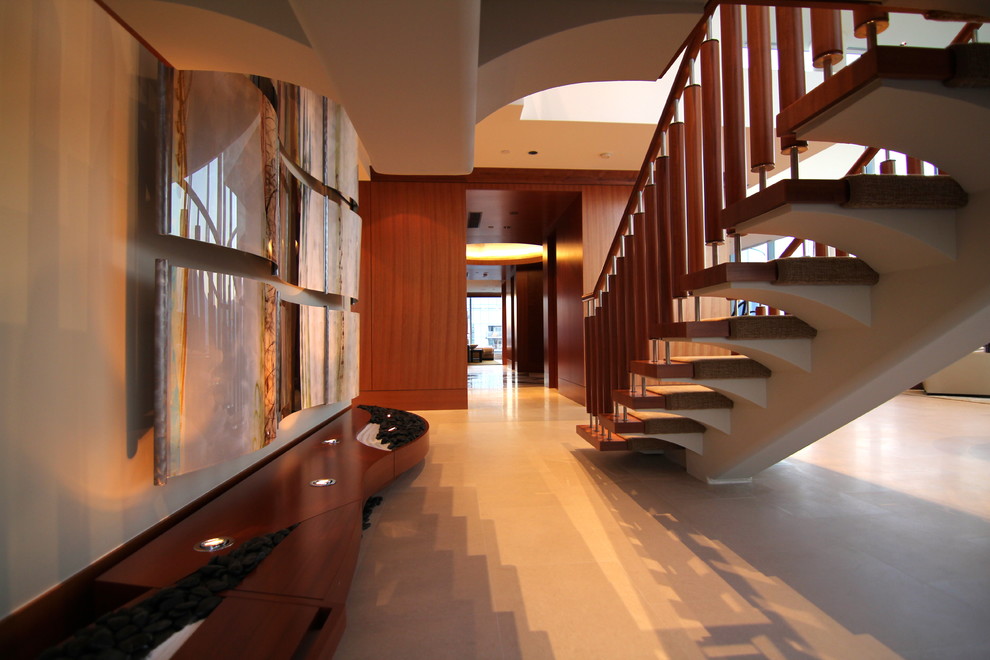 Hallway - transitional hallway idea in Calgary