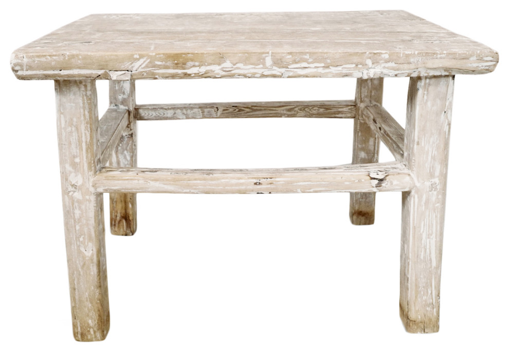 Consigned White Wash Farm Side Table Farmhouse Side Tables And End