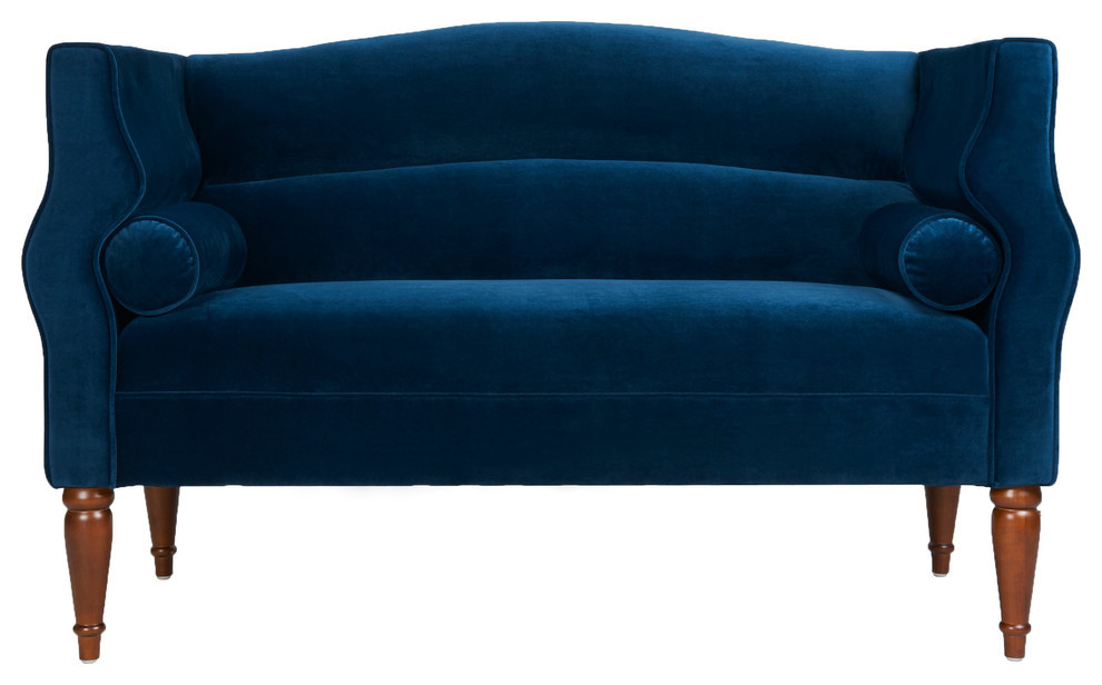 Joanna Camelback Settee with Bolsters Navy Blue