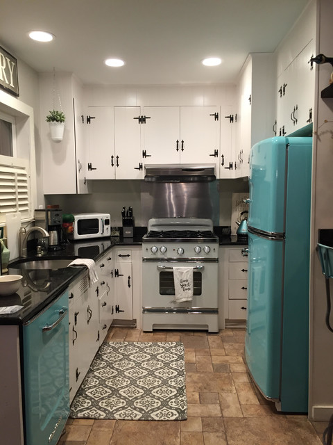 White and Beach Blue Big Chill Kitchen traditional-kitchen
