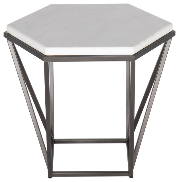 Corvus White Marble Top End Table Transitional Side Tables And End