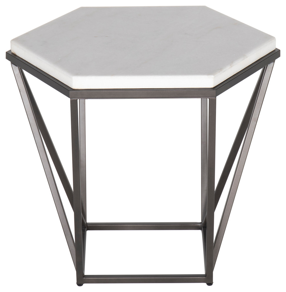 Corvus White Marble Top End Table Transitional Side Tables And End Tables by Steve Silver