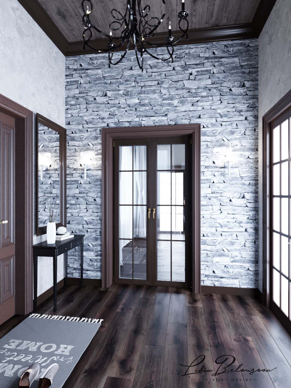 Прихожая в доме в стиле шале