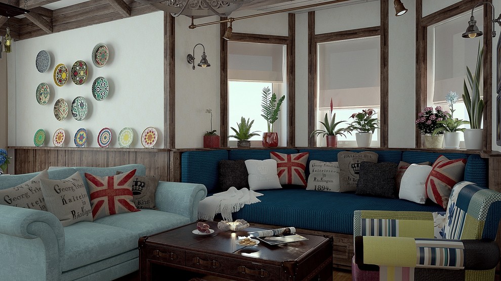 Гостиная в стиле шале в частном дома (Екатеринбург)