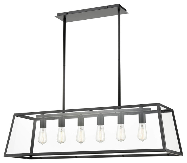 Morley 6 Light Glass Chandelier Black