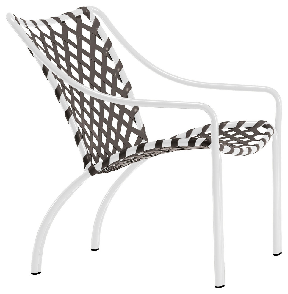 Tamiami Lounge Chair, Vinyl Lace, Mica Strap, White Lite Finish