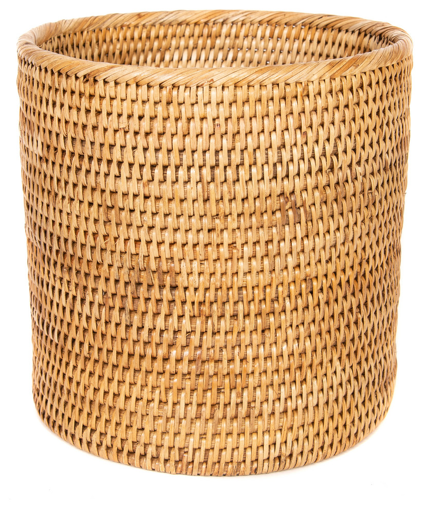 Artifacts Rattan Petit Round Waste Basket, Honey Brown