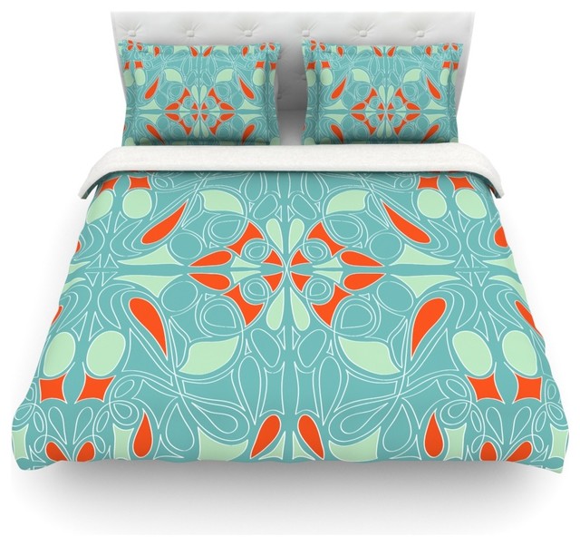 Houzz Kess Inhouse Miranda Mol Seafoam And Orange Duvet Miranda Mol Seafoam And Orange Duvet Cover Cotton Twin Midcentury