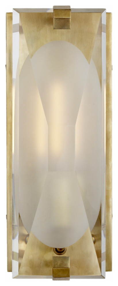 Castle Peak Bathroom Wall Sconce 1-Light Soft Brass Clear Textured Glass 12.5"H
