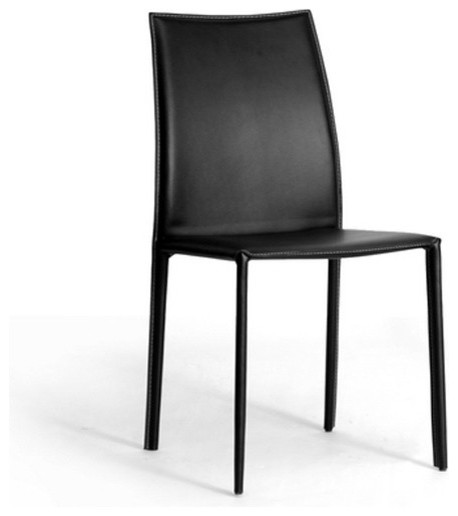 Baxton Studios Rockford Black Leather Dining Chair