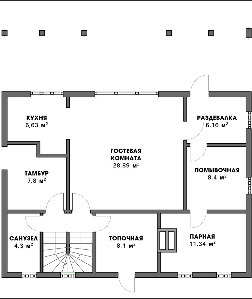 Гостевой дом с баней из бруса лафет