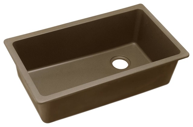Elkay Quartz Classic 33"x18.75"x9.5", 1-Bowl Undermount Sink, Mocha