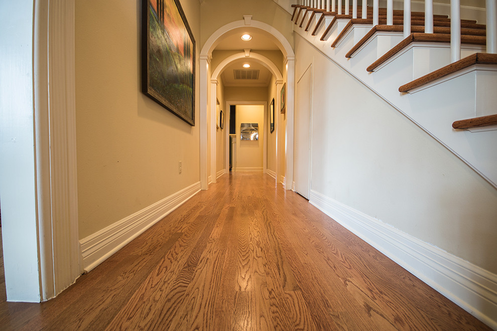 Photo of a traditional entryway in Austin with medium hardwood floors.