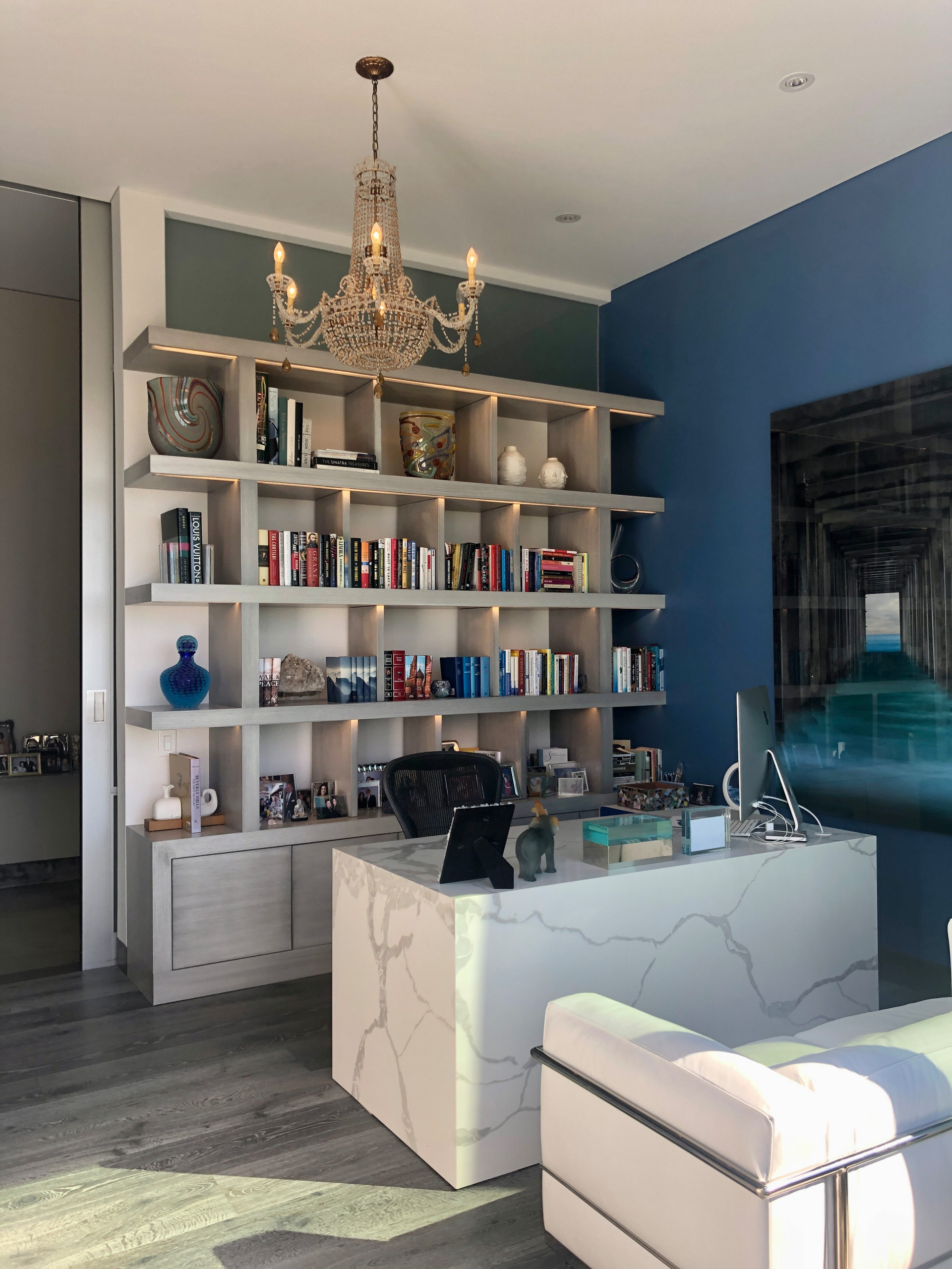 Custom Home Office with Built-In Library