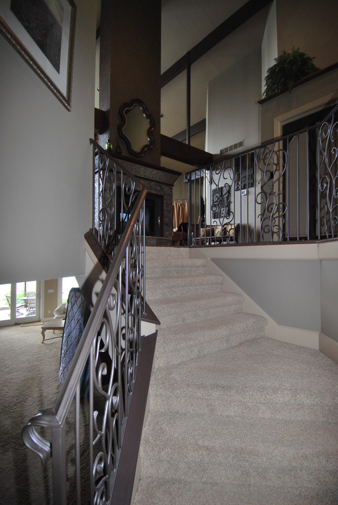 Inspiration for a rustic staircase remodel in Indianapolis