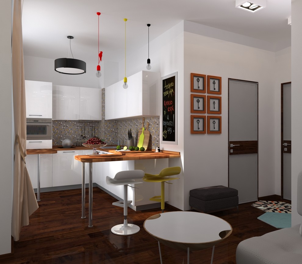 Дизайн-проект квартиры-студии c яркими акцентами для молодой, современной девушк