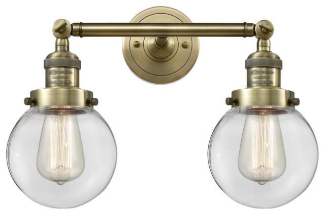 2 Light Vintage Dimmable LED Beacon 17" Bathroom Fixture - Industrial ...