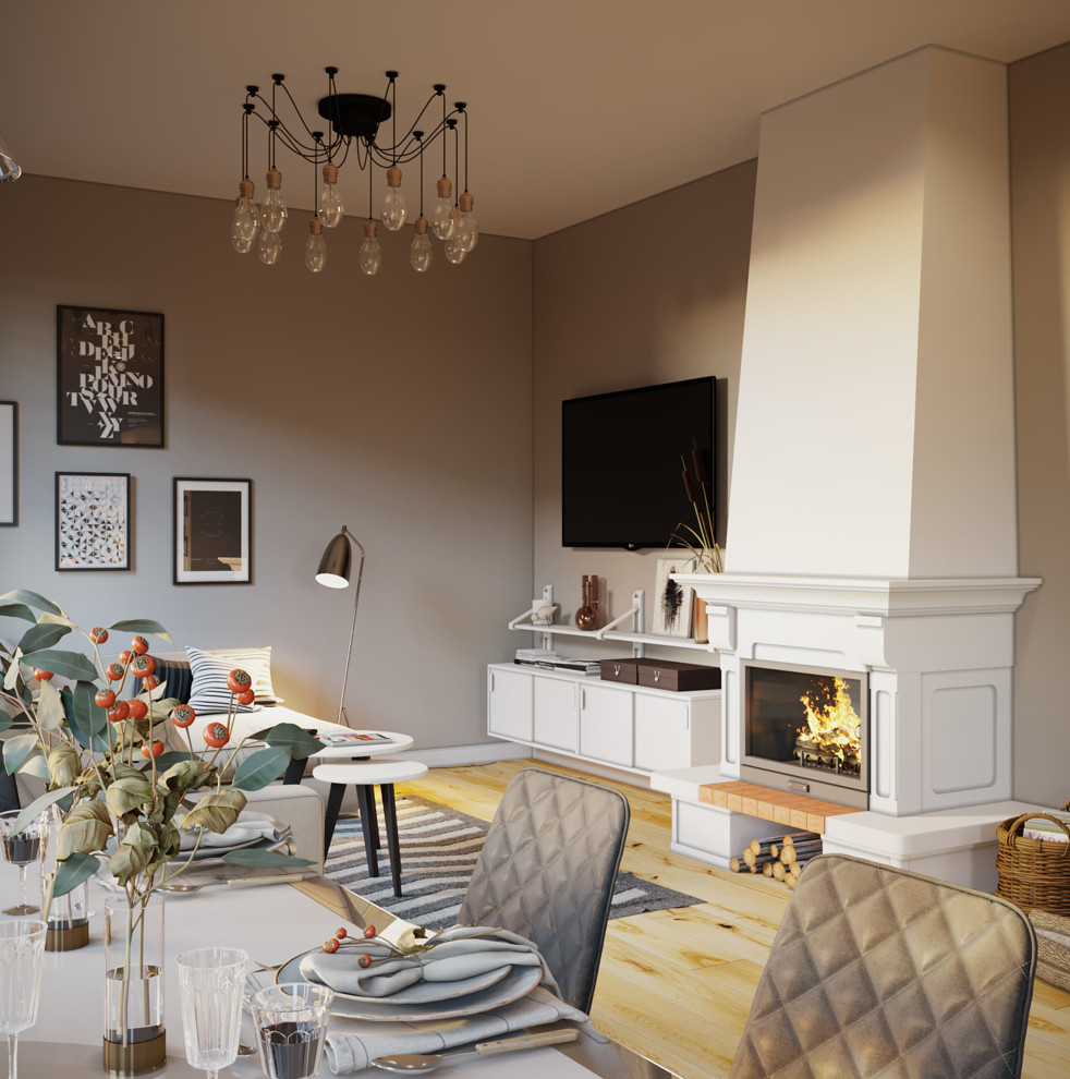 Дизайн интерьера гостиной в Скандинавском стиле в г. Калининград