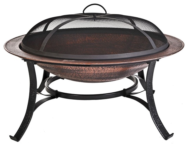 30 Dia Cast Iron Fire Bowl With Screen And Cover Traditional 30 Dia Cast Iron Fire Bowl With Screen And Cover Traditional Pits By Tuff Hut