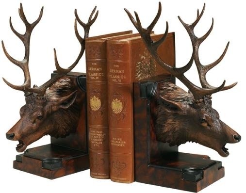 Bookends Bookend MOUNTAIN Lodge Calling Elk Head Large Chocolate