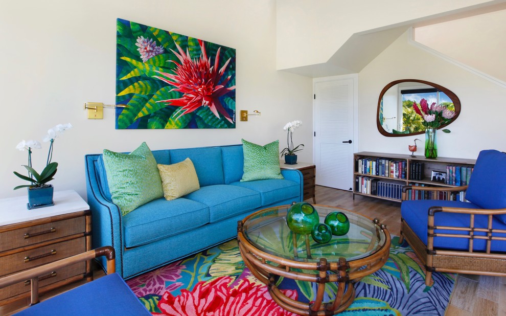 Vibrant Island Condo Tropical Living Room Hawaii by Kala Interior Design