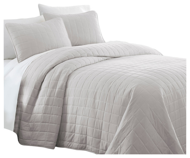 Becky Cameron Premium Ultra Soft Square Pattern Quilted Coverlet Set Becky Cameron Premium Ultra Soft Square Pattern Quilted Coverlet Set Contemporary Quilts And Quilt Sets By Ienjoy Home