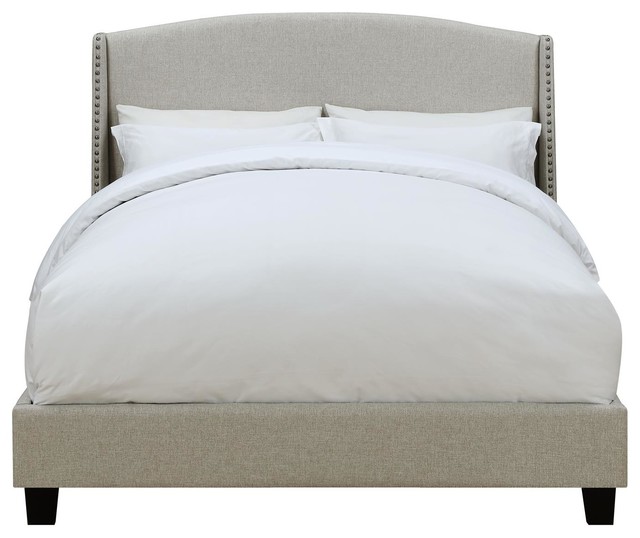 Pulaski Queen All In One Shelter Back Upholstered Bed Lunar Linen Pulaski Queen All In One Shelter Back Upholstered Bed Lunar Linen Transitional Platform Beds By Beyond S