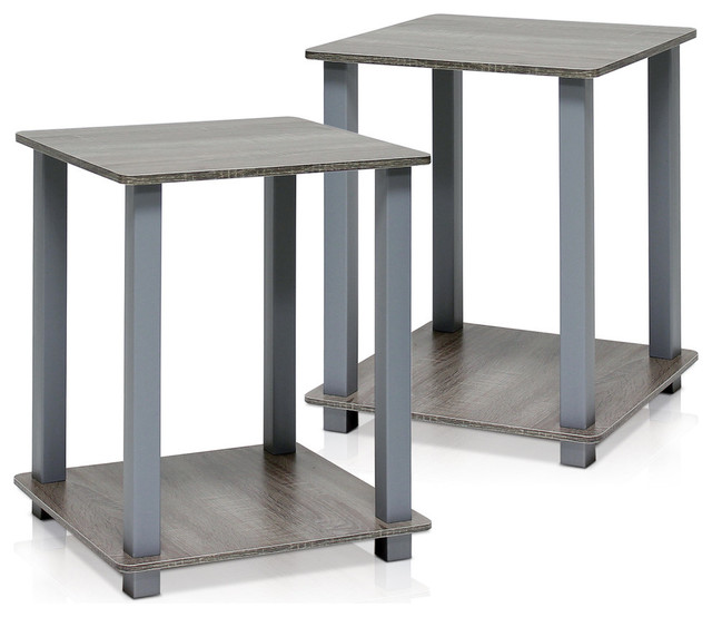 Furinno Simplistic End Tables, 2Piece Set, Espresso/Black