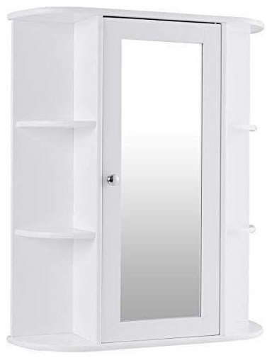 White Bathroom Wall Mounted Medicine Cabinet With Storage Shelves Contemporary Medicine Cabinets By Hilton Furnitures