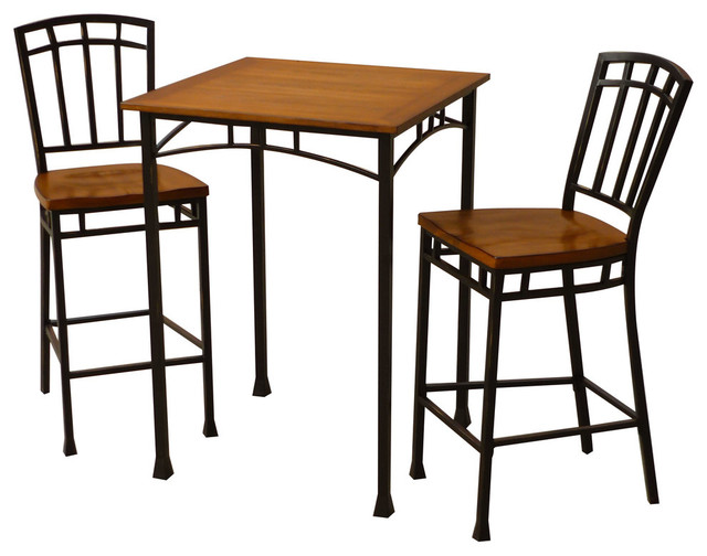 Home Styles Modern Craftsman 3 Piece Bistro Set In Oak And Brown Modern Craftsman 3 Piece Bistro Set