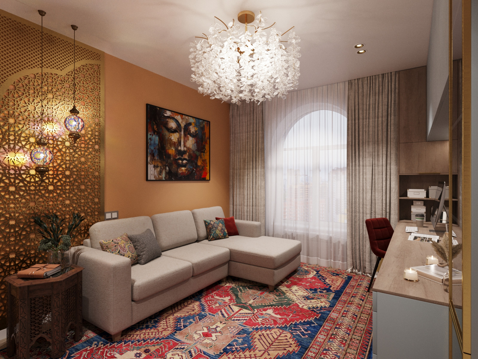 Дизайн проект - яркая двухкомнатная квартира 56 м2