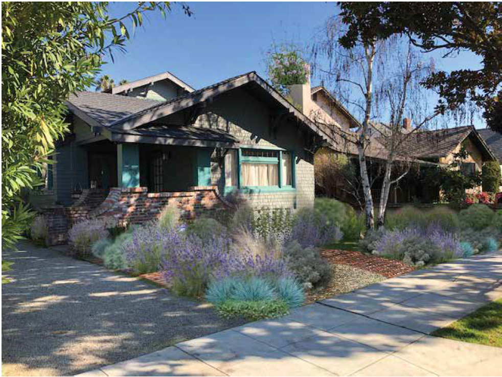 Inspiration for a mid-sized front yard partial sun xeriscape for spring in San Francisco with a garden path and brick pavers.