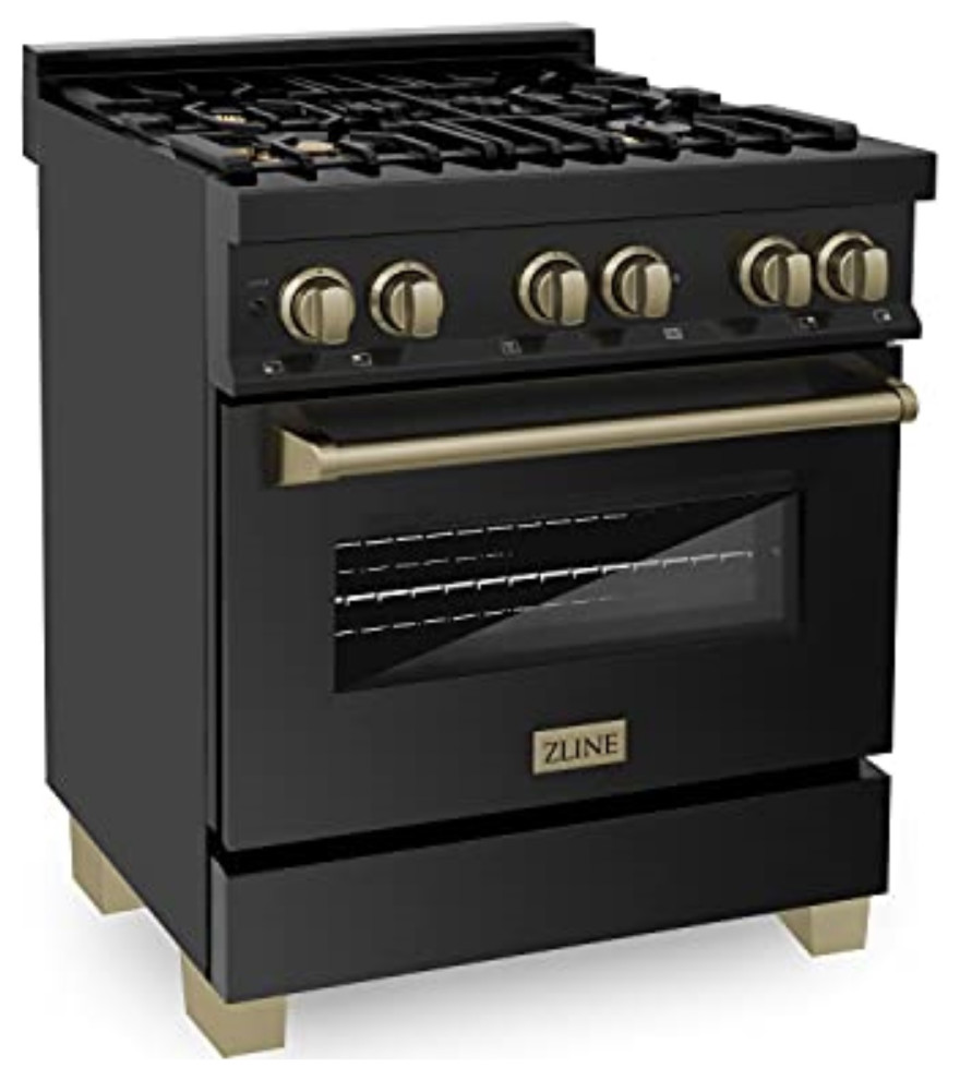 30" Dual Fuel Range, Black Stainless Steel With Champagne Bronze