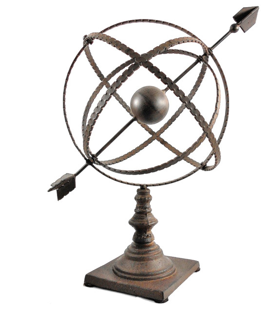 Large Cast Iron Arrow Armillary Sphere Sundial Globe - Traditional ...