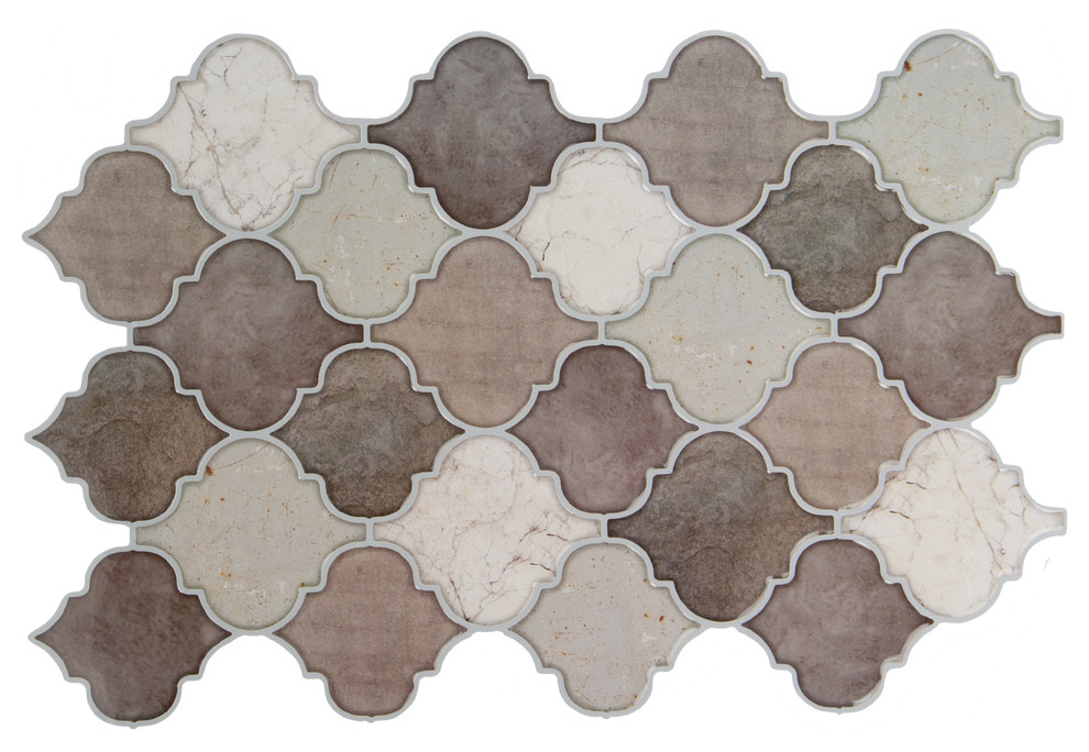 Scallops Peel & Stick Wall Tiles, 12"x8", Gray/Black, 6 Pieces Mediterranean Wall And Floor