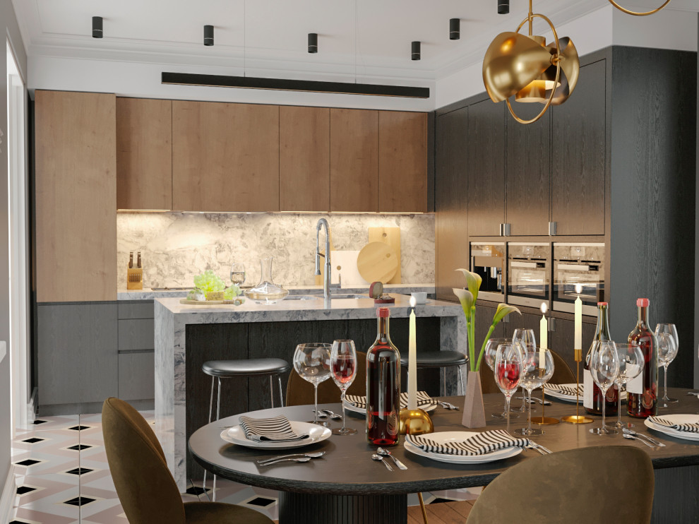 Кухня-гостиная загородного дома