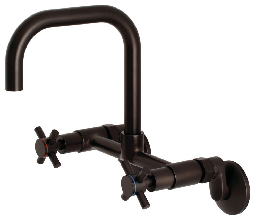 KS413ORB 8" Adjustable Center Wall Mount Kitchen Faucet, Oil Rubbed