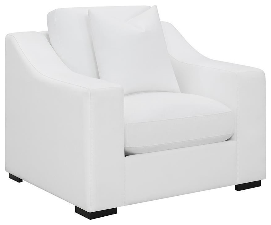 Ashlyn Upholstered Sloped Arms Chair White Transitional Armchairs